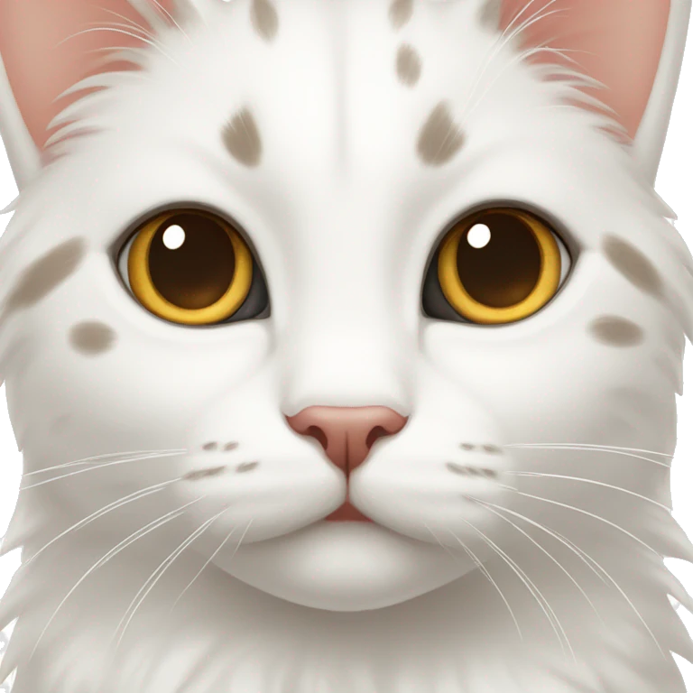 A pure and beautiful white cat has clearly distinguishable brown spots on its head emoji