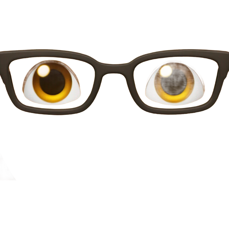 brown-haired person, brownish-green eyes with orange stripes and glasses person emoji