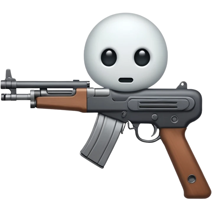 Fantasmas con un fusil moderno y haciendo haciendo en en forma de ✌️ con los dedos emoji