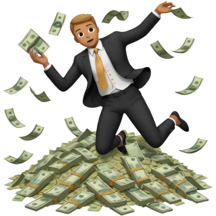 diving into a pile of money emoji
