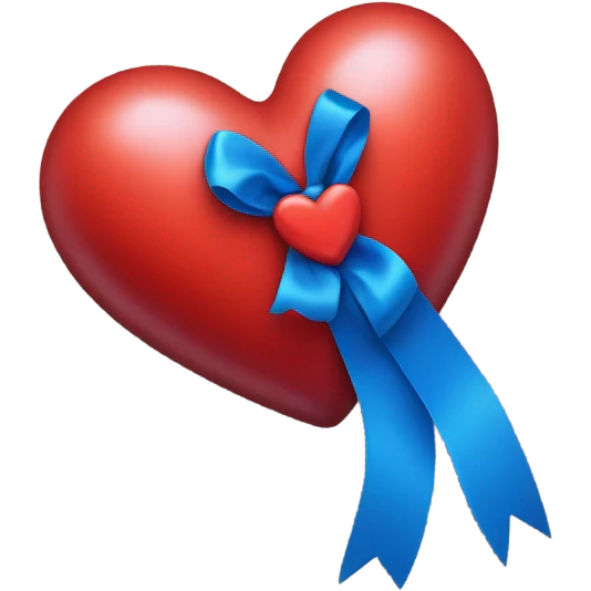 Red heart emoji with blue ribbon bow emoji