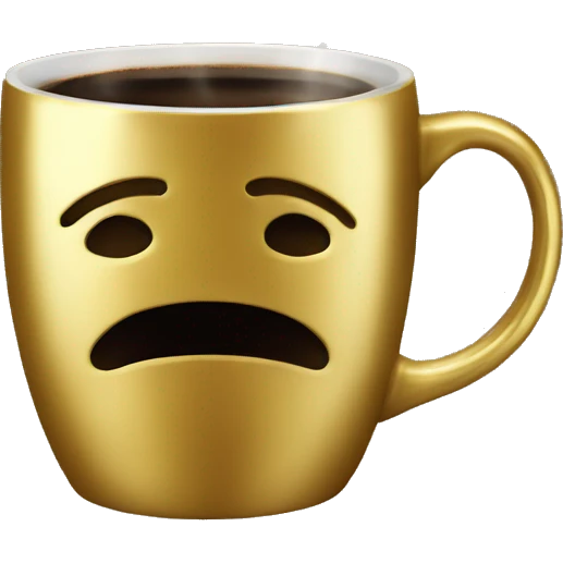 vintage Metallic Gold mug of coffe emoji