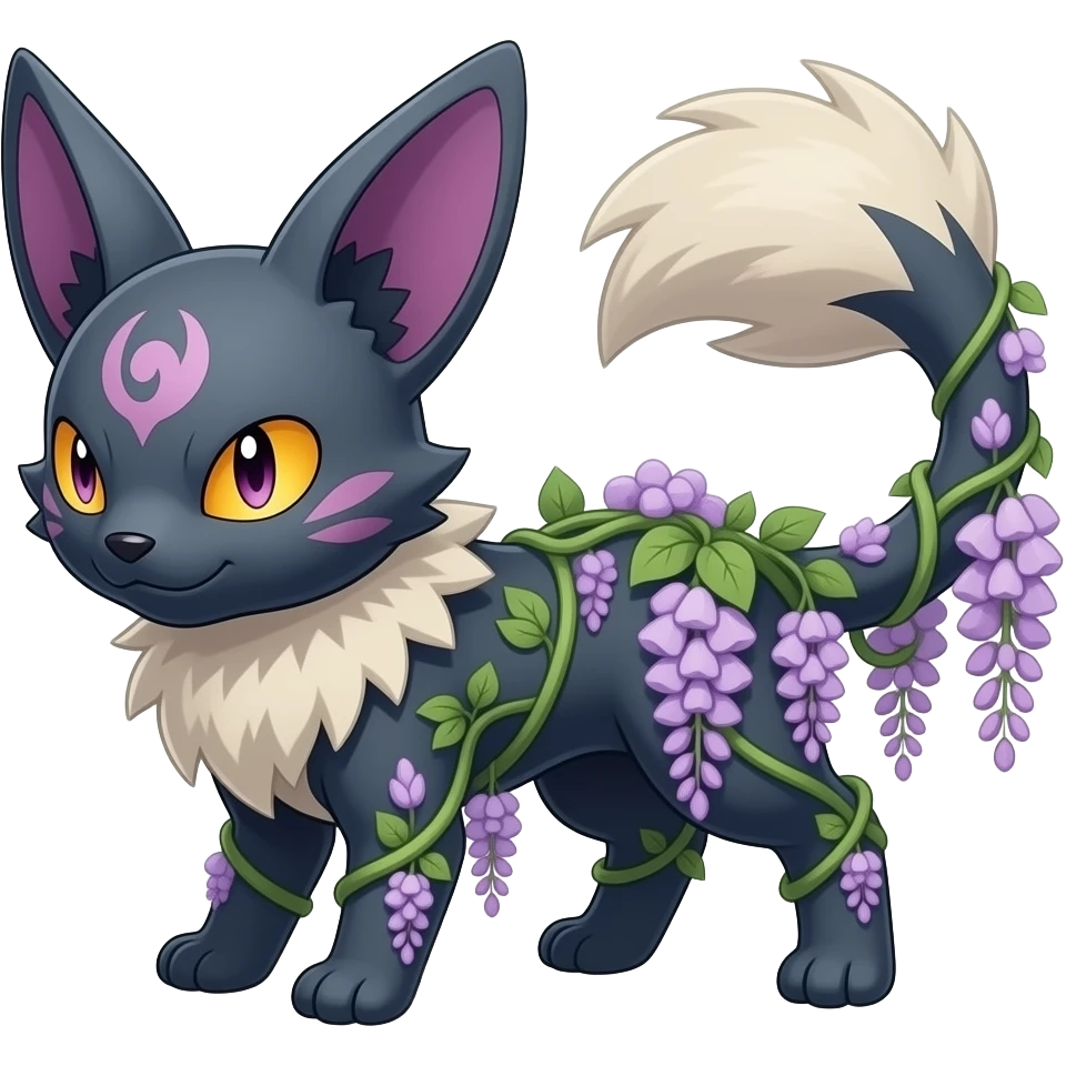Badass Wisteria Demonic Furret-Umbreon-Litten-Absol-Pokémon emoji