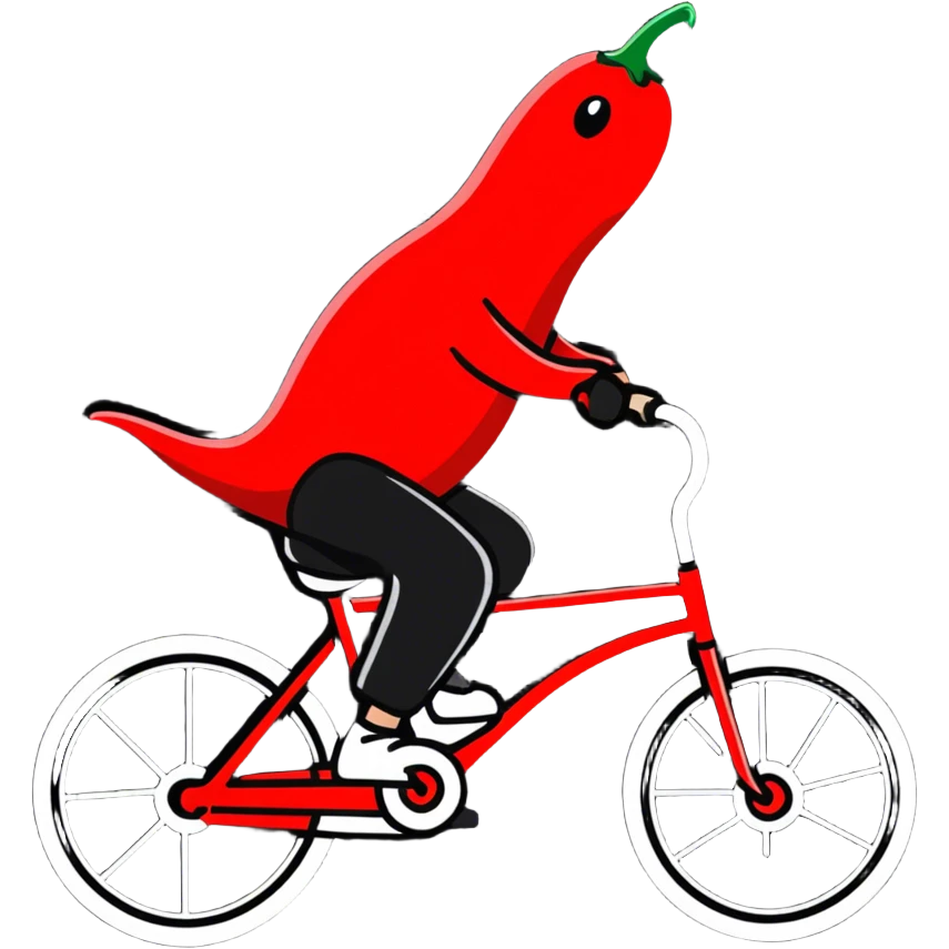 A red chilli person riding a bicycle emoji