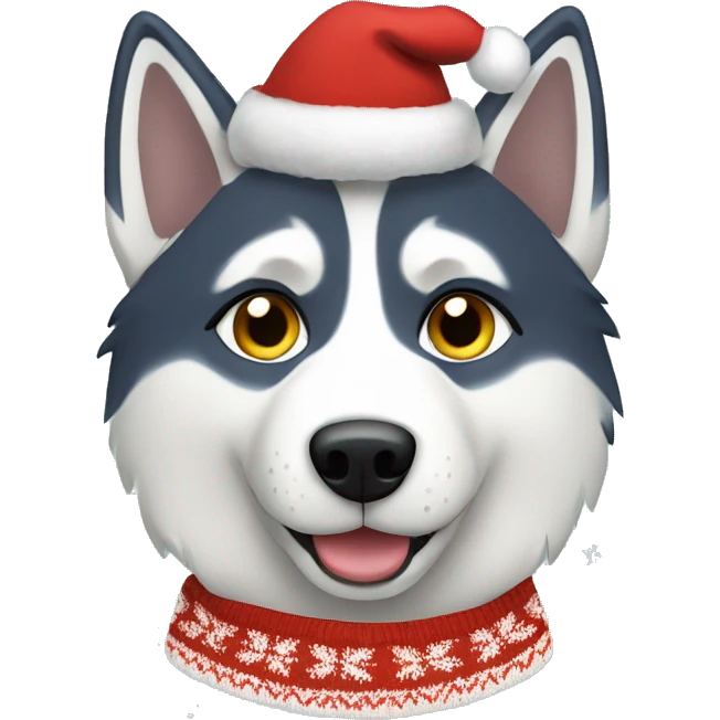 Husky in christmas Sweater  emoji