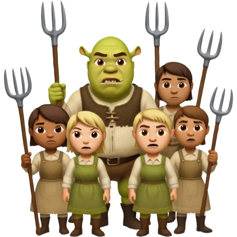 les villagois dans shrek avec des fourches emoji