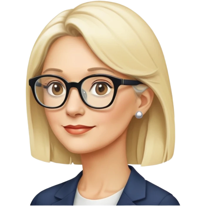 side profile of an attractive older blonde woman with glasses, elegant look emoji