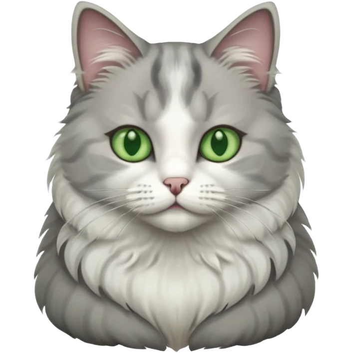 a grey and white cat sitting regally emoji
