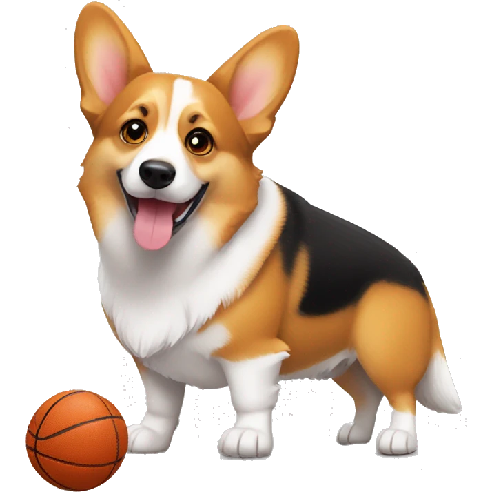 corgi with a basketball emoji