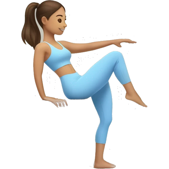 Brown hair girl and light tan skin and light blue active ware doing reformer Pilates  emoji