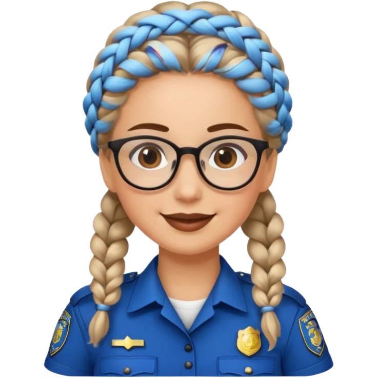 happy woman police with braided hair wearing glasses  emoji