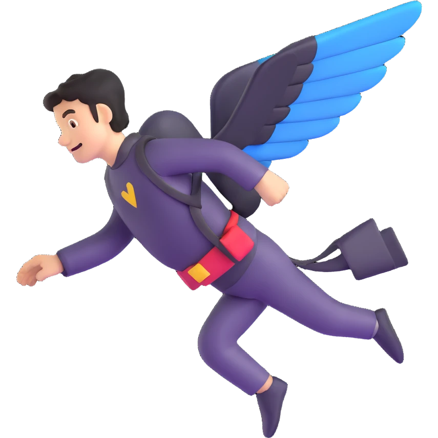 man flying in the clouds emoji