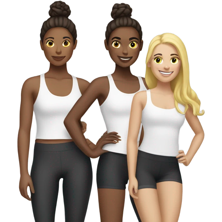 Four girls (two brunette two blonde) at soulcycle emoji