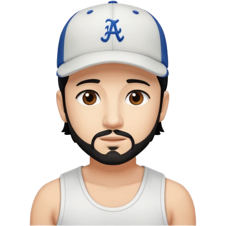 AJ McLean brown eyes, black hair, white tank top and hat emoji