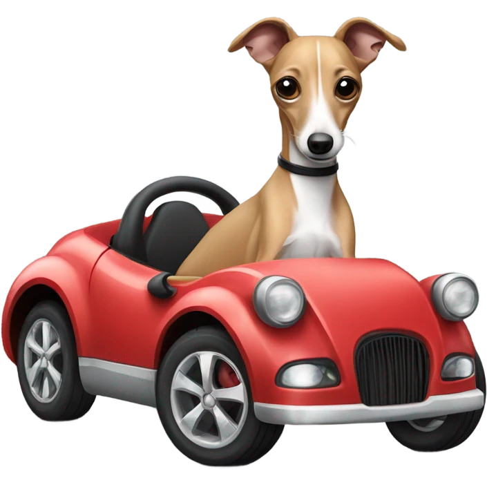 Italian Greyhound driving a sports car emoji