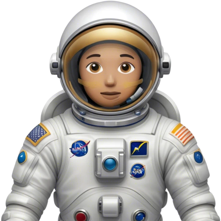 Cinematic Realistic mystery Astronaut visor down – A highly detailed depiction of an astronaut in a state-of-the-art space suit, floating weightlessly in the vast expanse of space. The reflective visor hides the face so we only see the reflection, while intricate suit details and soft lighting create an immersive sense of realism. emoji