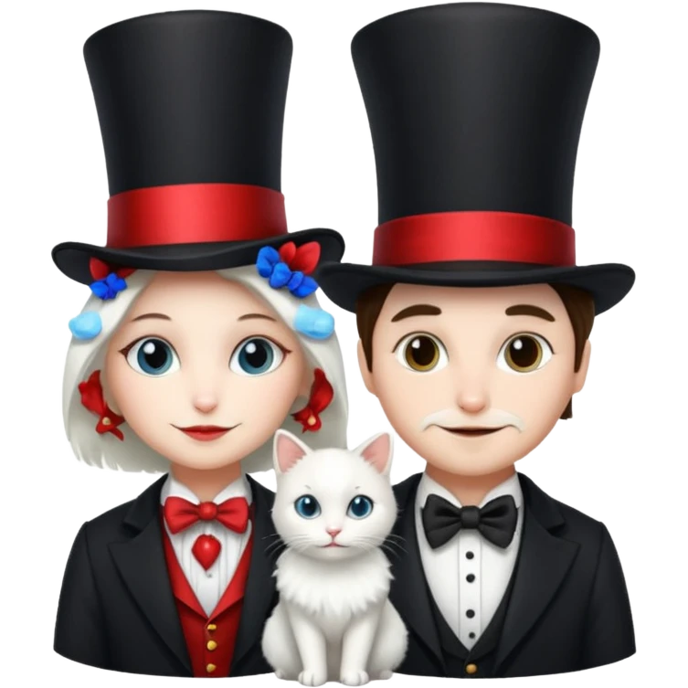 magician couple and their pet cat emoji