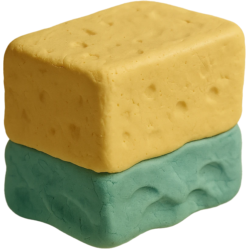 cleaning sponge in claymation style, pastel colors, visible fingerprints emoji