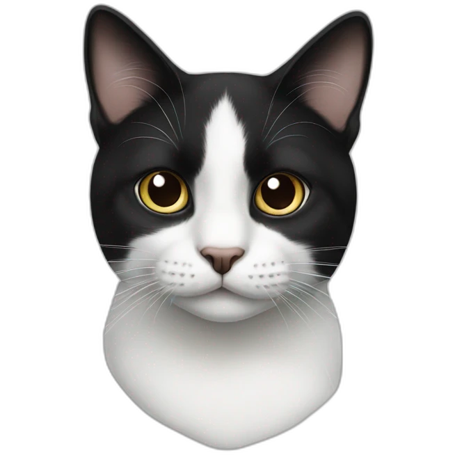 Black and white Cat with black spot near the nose emoji