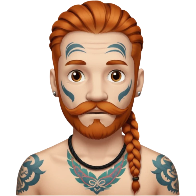 white color mstache dark ginger braids man very white mustache old very tattoed with the whitest mustache ever emoji