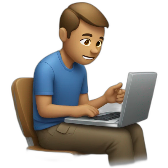 man sitting using his pc emoji