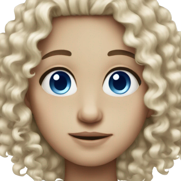 White skin curly hair blue eye emoji