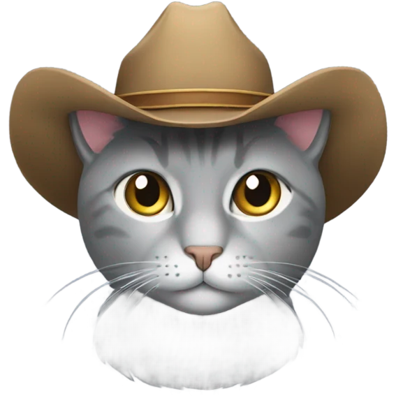 gray cat with a cowboy hat emoji