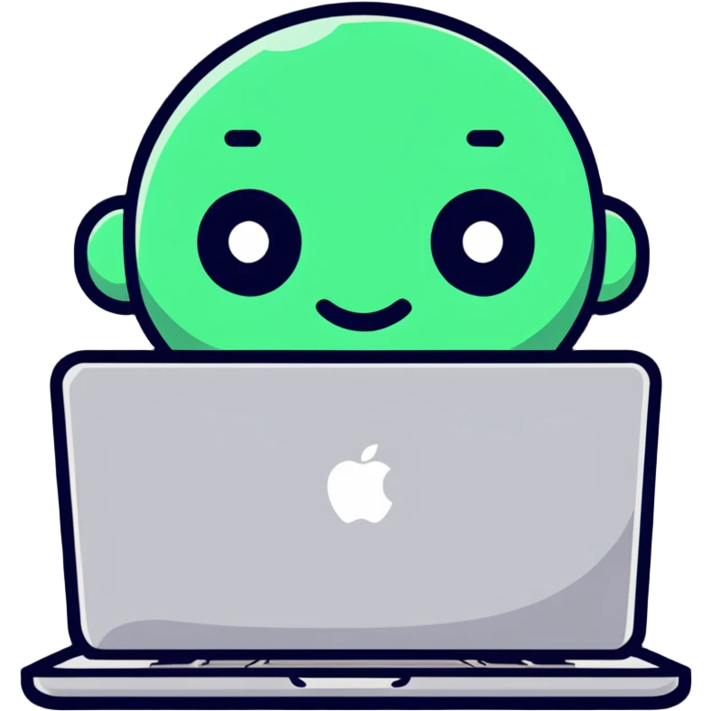 MacBook with a face in an office emoji