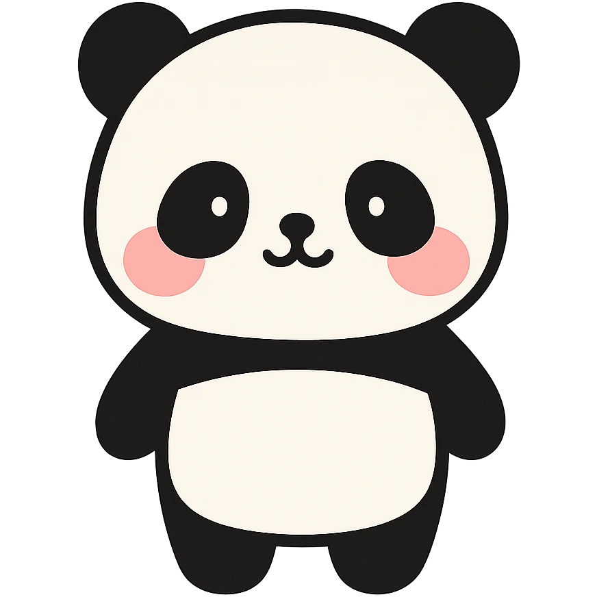 cute panda with pink cheeks, simple style emoji