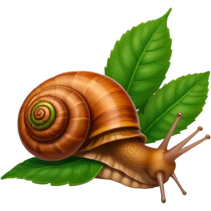 brown Snail with Long hair on leaf emoji