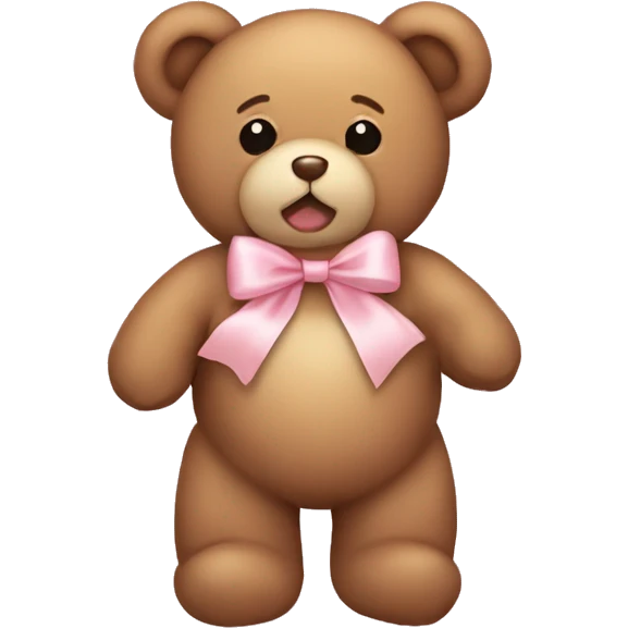 light brown teddy bear with a light pink ribbon bow aesthetic emoji