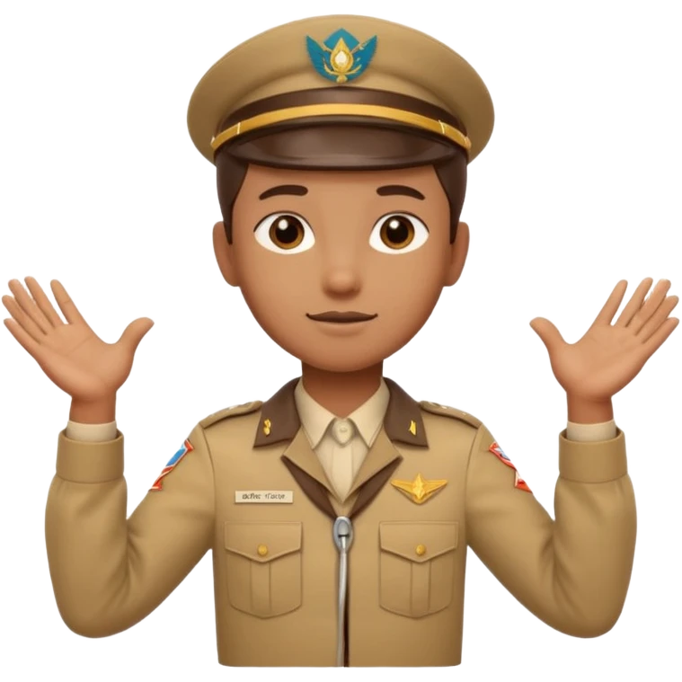 “Emoji-style person in a scout uniform making a balancing gesture with both hands emoji