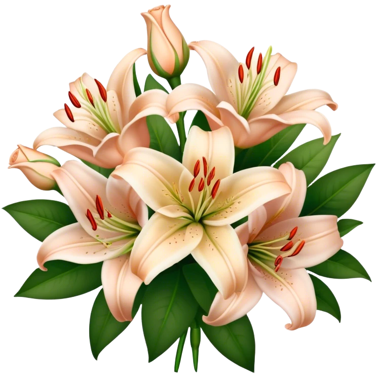 Wedding bouquet of nude lilies and roses emoji