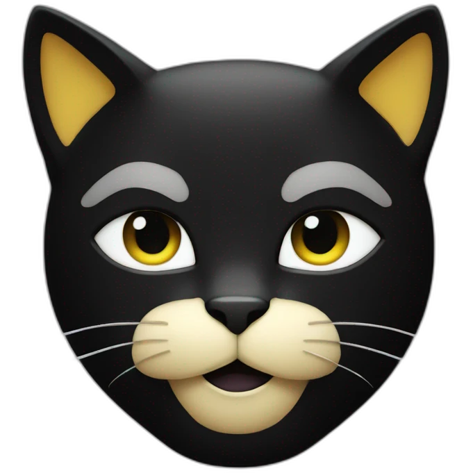 Chat noir avec une tâche blanche au coup emoji