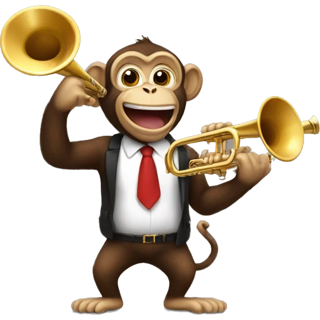 A monkey holding a trumpet emoji