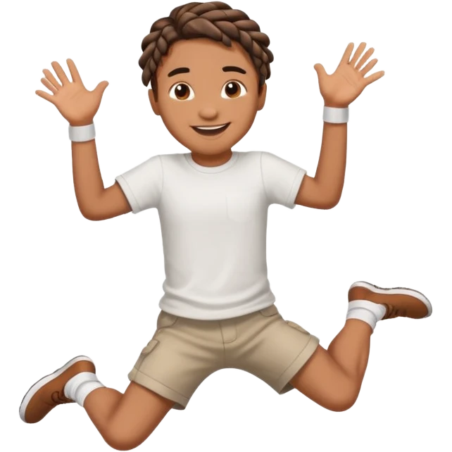 brown boy with braids jumping emoji