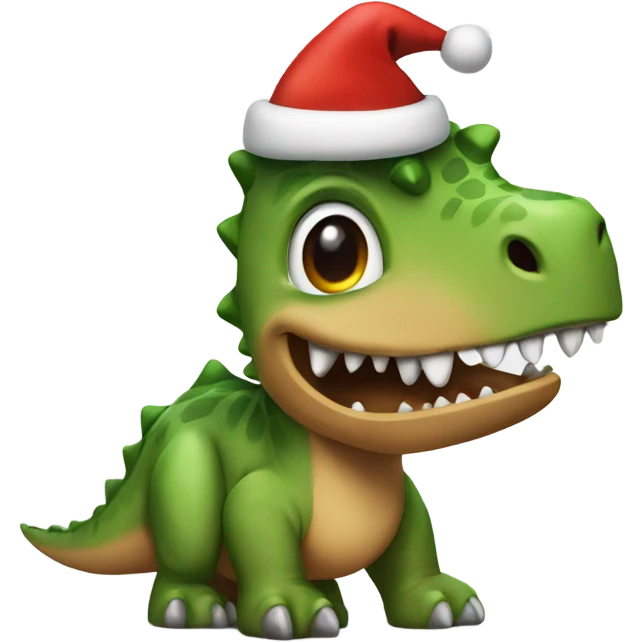 dinosaur with christmas hat and tree  emoji