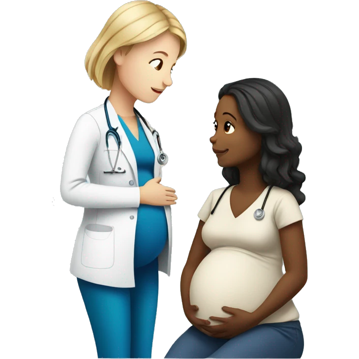 pregnant girl talking to a doctor emoji