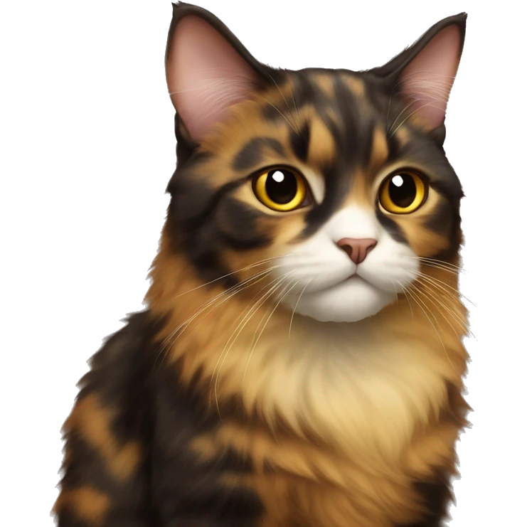 tortoiseshell Cat Fluffy muzzle brown yellow  emoji