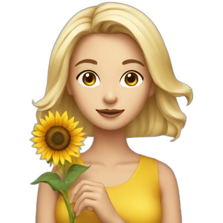 Gorgeous white woman holding a sunflower emoji