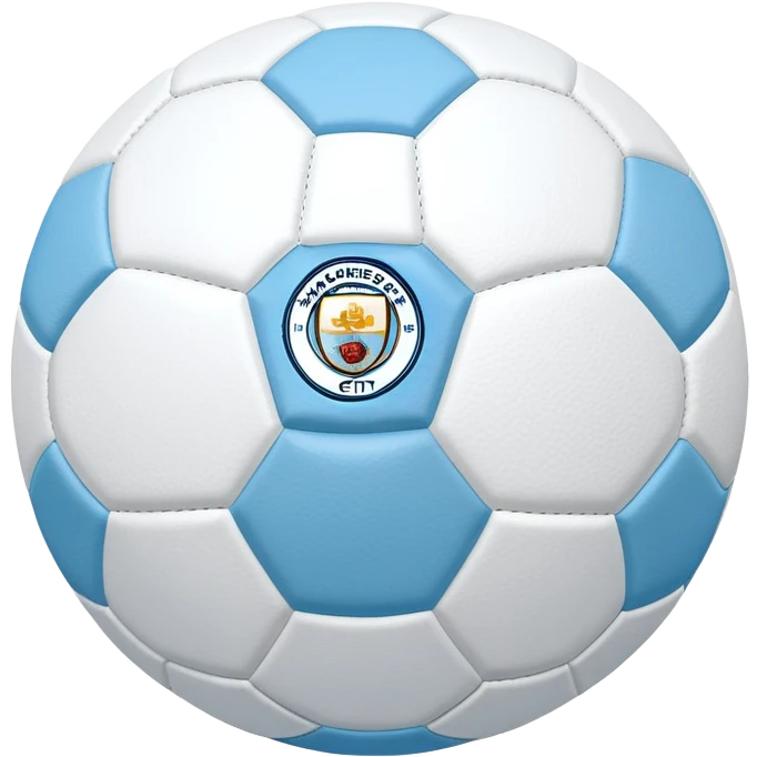 Soccer ball in Manchester City sky blue and white colors emoji
