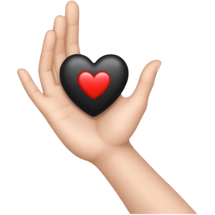  black and white heart on hand emoji