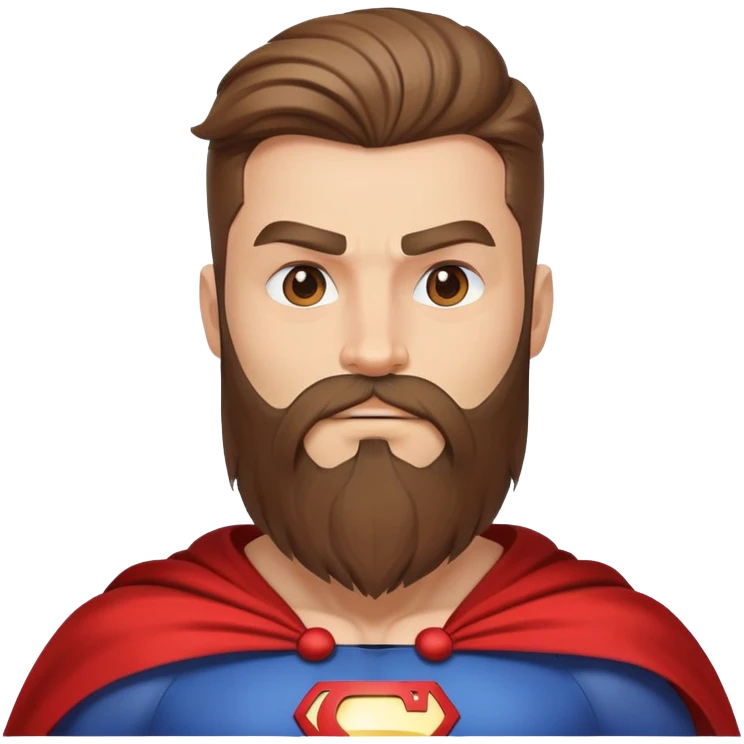 superhero with magnificent flowing beard, cape, mask, muscular emoji