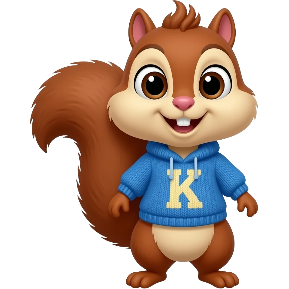 Draw Simon the chipmunk as a female with K written on a blue sweater emoji