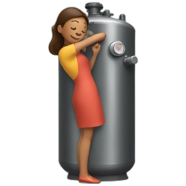 woman hugging a boiler emoji