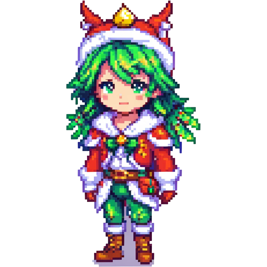 star guardian male character in a festive outfit, different design, pixel art style emoji