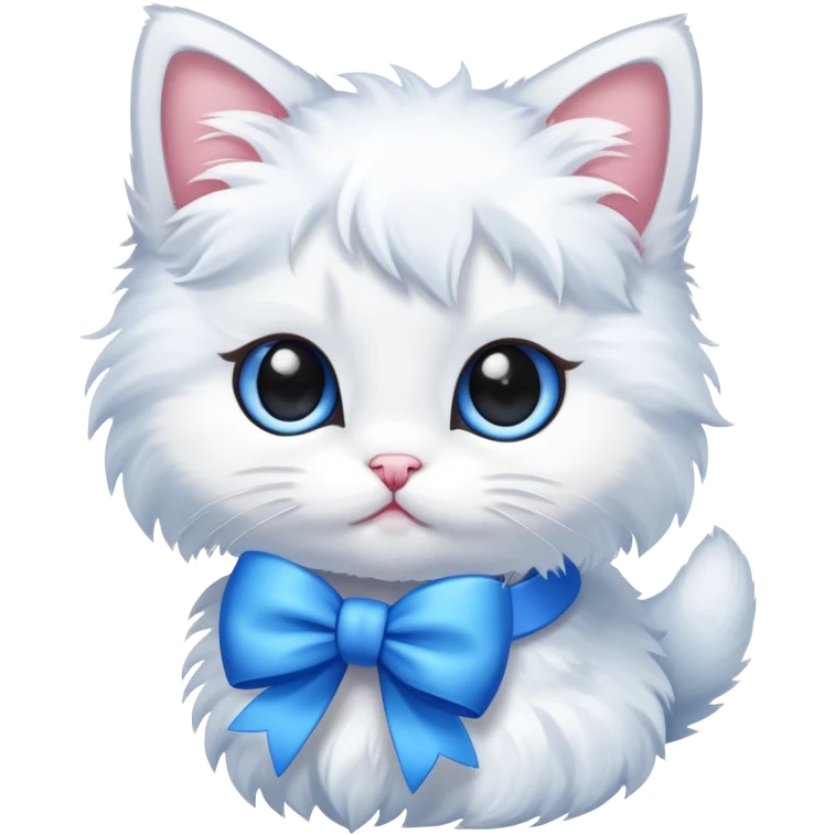Fluffy kitten with a bow emoji