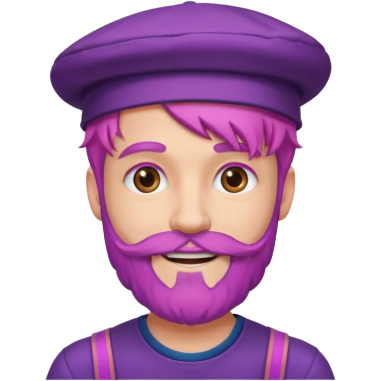 purple bearded, pink haired man with hat emoji