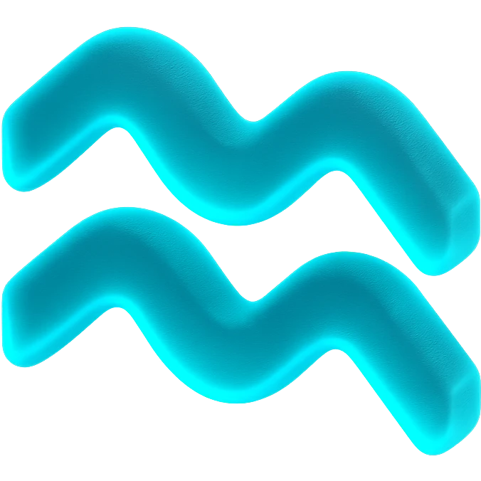 "A minimalistic glowing zodiac symbol ♒, centered on a dark cosmic background, symbol color #00d9ff, clean design, modern and luminous" emoji