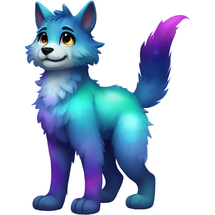 Colorful gradient-Sparkle-nebula-fursona anthropomorphic furry full body emoji